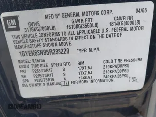 2005 Cadillac Escalade z VIN 1GYEK63N85R238220, wystawiony jako IAAI lot #42498575 z przebiegiem 229 529 mil mil oraz . Historia ofert i sprzedaży dostępna na DreamBid. Obrazek 9.