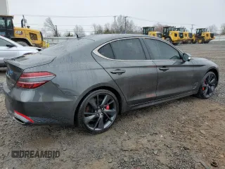 2023 Genesis G70 3.3T with VIN KMTG54TE2PU113421, listed as a Copart auction lot 46648975 with 17,375 mi miles and Salvage title. Bid and sale history available at DreamBid. Image 3.