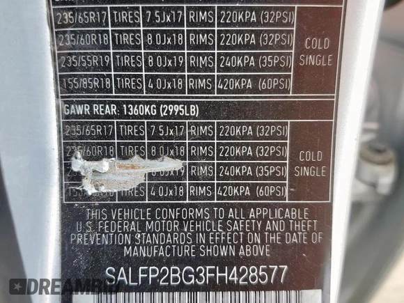 2015 Land Rover LR2 z VIN SALFP2BG3FH428577, wystawiony jako Copart lot #58002495 z przebiegiem 87 595 mil mil oraz Tytuł czysty. Historia ofert i sprzedaży dostępna na DreamBid. Obrazek 12.