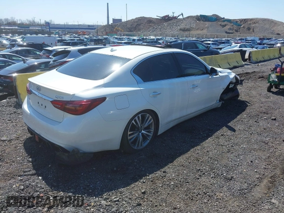2020 Infiniti Q50 3.0t LUXE with VIN JN1EV7AR3LM253214, listed as a IAAI auction lot 41909214 with 55,460 mi miles. Bid and sale history available at carsss.com. Image 4.
