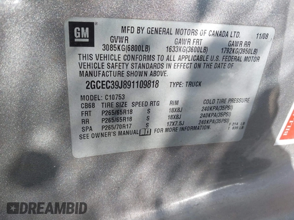 2009 Chevrolet Silverado 1500 with VIN 2GCEC39J891109818, listed as a IAAI auction lot 41302124 with Not Provided miles and . Bid and sale history available at DreamBid. Image 9.