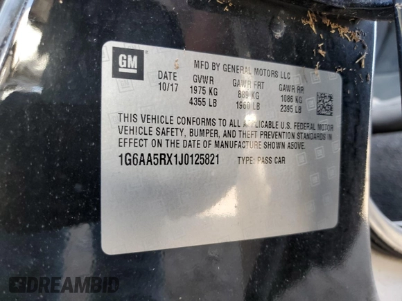 2018 Cadillac ATS RWD z VIN 1G6AA5RX1J0125821, wystawiony jako Copart lot #52019835 z przebiegiem Nie podano mil oraz Szkoda całkowita • Salvage title. Historia ofert i sprzedaży dostępna na DreamBid. Obrazek 13.