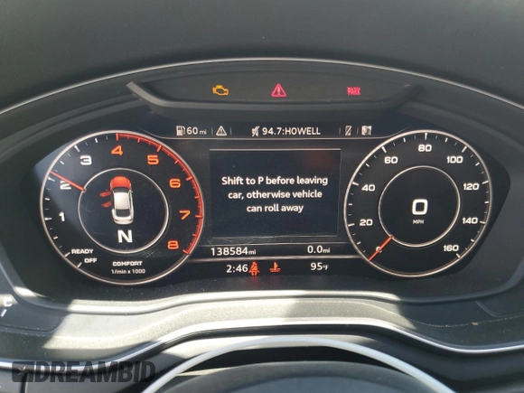 2018 Audi A5 Sportback Premium Plus with VIN WAUENCF54JA008249, listed as a Copart auction lot 52635355 with 138,584 mi miles and Salvage Title. Bid and sale history available at DreamBid. Image 9.