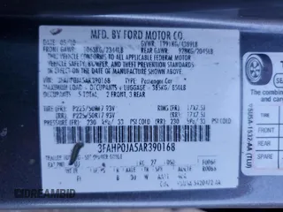2010 Ford Fusion SEL with VIN 3FAHP0JA5AR390168, listed as a Copart auction lot 81554674 with 210,266 mi miles and Salvage Title. Bid and sale history available at DreamBid. Image 12.