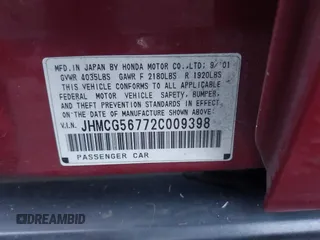 2002 Honda Accord SE z VIN JHMCG56772C009398, wystawiony jako IAAI lot #41365741 z przebiegiem 269 525 mil mil oraz . Historia ofert i sprzedaży dostępna na DreamBid. Obrazek 9.