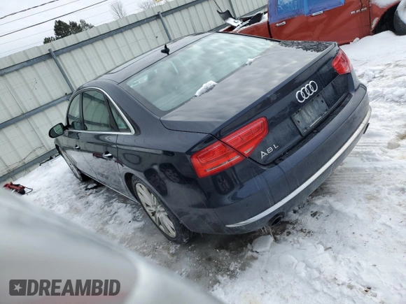 2014 Audi A8 3.0T with VIN WAURGAFD9EN002114, listed as a Copart auction lot 45370105 with 93,753 mi miles and Salvage title. Bid and sale history available at DreamBid. Image 2.