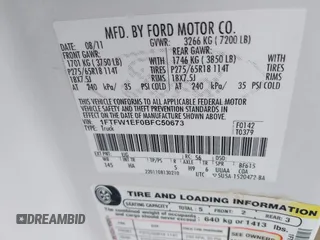 2011 Ford F-150 XL with VIN 1FTFW1EF0BFC50673, listed as a IAAI auction lot 37963340 with 327,861 mi miles. Bid and sale history available at carsss.com. Image 9.