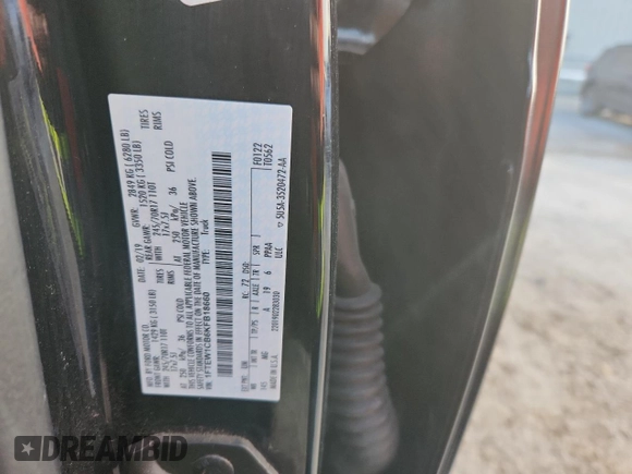 2019 Ford F-150 XL with VIN 1FTEW1CB6KFB18660, listed as a Copart auction lot 61156835 with 90,084 mi miles and Salvage title. Bid and sale history available at DreamBid. Image 12.