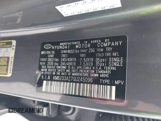 2016 Hyundai Tucson Limited with VIN KM8J33A27GU245096, listed as a IAAI auction lot 41961905 with 101,195 mi miles. Bid and sale history available at carsss.com. Image 9.