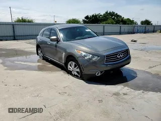 2015 Infiniti QX70 with VIN JN8CS1MW1FM481491, listed as a Copart auction lot 58841045 with 196,155 mi miles and Salvage title. Bid and sale history available at DreamBid. Image 14.