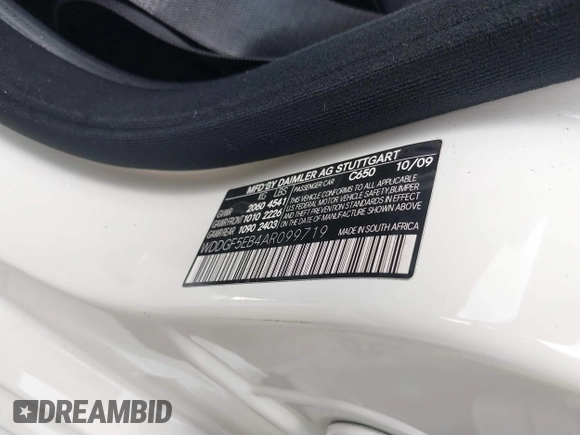 2010 Mercedes-Benz C 300 Sport with VIN WDDGF5EB4AR099719, listed as a IAAI auction lot 42554625 with 199,709 mi miles and . Bid and sale history available at DreamBid. Image 9.