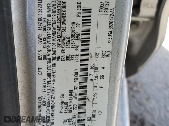 2015 Ford Fiesta SE with VIN 3FADP4EJ2FM176548, listed as a Copart auction lot 50770015 with 129,006 mi miles and Salvage Title. Bid and sale history available at carsss.com. Image 14.