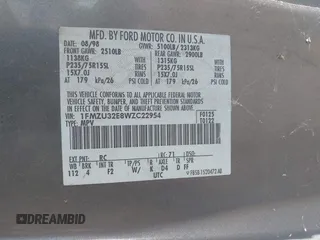 1998 Ford Explorer XL с VIN 1FMZU32E8WZC22954, выставлен на аукционе IAAI как лот 42805072 с пробегом 244 775 миль миль и . История ставок и продаж доступна на DreamBid. Изображение 9.