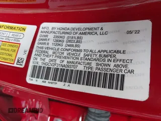 2021 Honda Accord Sport with VIN 1HGCV2F3XMA017580, listed as a IAAI auction lot 40373988 with 15,973 mi miles and . Bid and sale history available at DreamBid. Image 9.