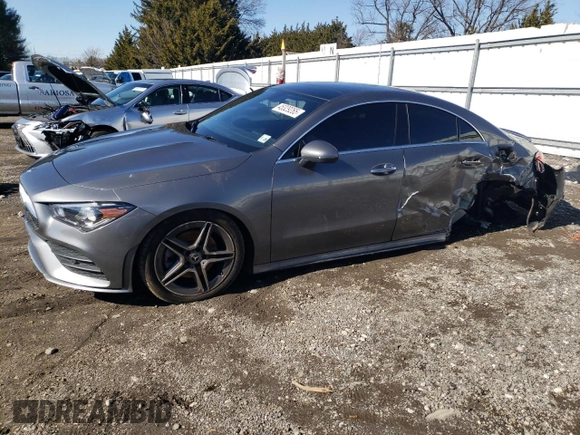 2021 Mercedes-Benz CLA 250 z VIN W1K5J4HB1MN169944, wystawiony jako Copart lot #45329265 z przebiegiem 36 900 mil mil oraz Szkoda całkowita • Salvage title. Historia ofert i sprzedaży dostępna na DreamBid. Obrazek 1.