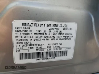 2008 Infiniti G35 with VIN JNKBV61EX8M205707, listed as a Copart auction lot 85795424 with Not Provided miles and Clean Title. Bid and sale history available at DreamBid. Image 12.