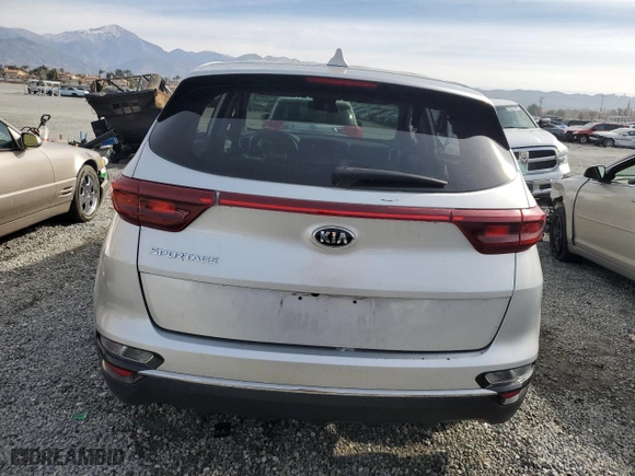 2020 Kia Sportage LX with VIN KNDPM3AC7L7738774, listed as a Copart auction lot 43542595 with 0 mi miles and Salvage Title. Bid and sale history available at carsss.com. Image 6.