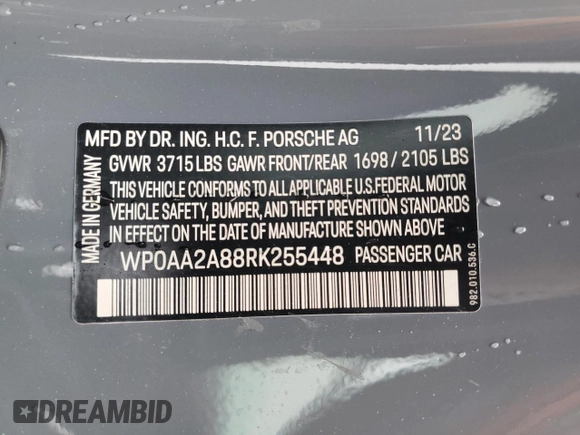 2024 Porsche 718 Cayman z VIN WP0AA2A88RK255448, wystawiony jako Copart lot #49847655 z przebiegiem 16 047 mil mil oraz Szkoda całkowita • Salvage title. Historia ofert i sprzedaży dostępna na DreamBid. Obrazek 13.
