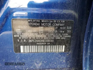 2022 Hyundai Accent SE with VIN 3KPC24A6XNE168048, listed as a Copart auction lot 52701345 with 54,614 mi miles and Clean Title. Bid and sale history available at carsss.com. Image 12.