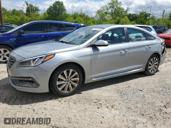 2015 Hyundai Sonata Sport with VIN 5NPE34AF3FH072555, listed as a Copart auction lot 58153545 with 128,180 mi miles and Salvage title. Bid and sale history available at DreamBid. Image 1.