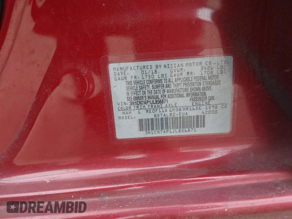 2018 Nissan Versa SV с VIN 3N1CN7AP1JL856871, выставлен на аукционе IAAI как лот 41686595 с пробегом 139 608 миль миль и . История ставок и продаж доступна на DreamBid. Изображение 9.