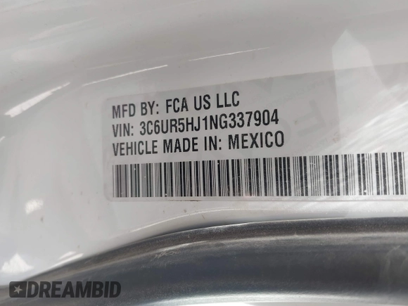 2022 Ram 2500 Tradesman with VIN 3C6UR5HJ1NG337904, listed as a IAAI auction lot 41930359 with 117,526 mi miles and . Bid and sale history available at DreamBid. Image 9.