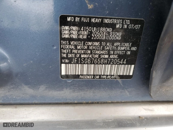 2008 Subaru Forester (Natl) X L.L. Bean Ed with VIN JF1SG67658H720544, listed as a Copart auction lot 43424405 with 217,168 mi miles and Salvage Title. Bid and sale history available at carsss.com. Image 14.