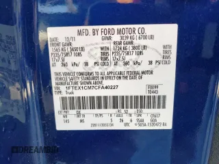 2012 Ford F-150 XL with VIN 1FTEX1CM7CFA40227, listed as a Copart auction lot 53335815 with 150,742 mi miles and Salvage Title. Bid and sale history available at DreamBid. Image 12.