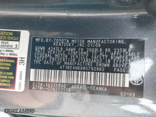 2008 Toyota Camry LE with VIN 4T1BE46K88U792862, listed as a IAAI auction lot 41999796 with 109,531 mi miles. Bid and sale history available at carsss.com. Image 9.