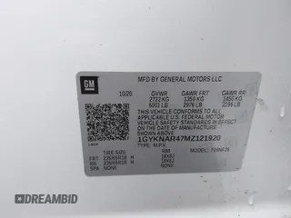 2021 Cadillac XT5 FWD Luxury with VIN 1GYKNAR47MZ121920, listed as a IAAI auction lot 41868087 with 38,315 mi miles. Bid and sale history available at carsss.com. Image 9.