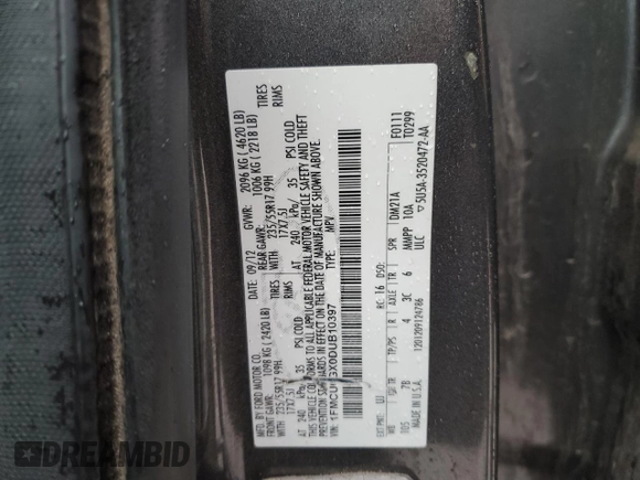 2013 Ford Escape SE with VIN 1FMCU0GX0DUB10397, listed as a Copart auction lot 44934575 with 156,593 mi miles and Salvage Title. Bid and sale history available at DreamBid. Image 15.