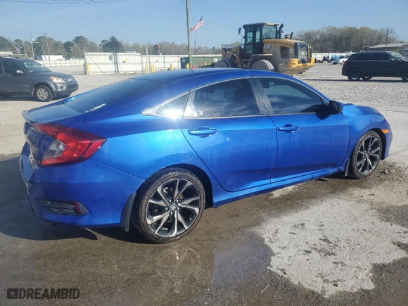 2019 Honda Civic Sedan Sport with VIN 19XFC2F84KE008123, listed as a Copart auction lot 48911895 with 112,196 mi miles and Salvage Title. Bid and sale history available at carsss.com. Image 3.
