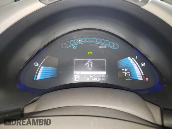 2015 Nissan LEAF SV with VIN 1N4AZ0CPXFC329112, listed as a Copart auction lot 65604163 with 67,558 mi miles. Bid and sale history available at carsss.com. Image 9.