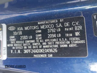 2019 Kia Forte LXS with VIN 3KPF24AD0KE049626, listed as a IAAI auction lot 42018286 with 141,619 mi miles and . Bid and sale history available at DreamBid. Image 9.