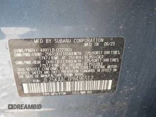 2023 Subaru Forester с VIN JF2SKAAC7PH496512, выставлен на аукционе IAAI как лот 42584494 с пробегом 23 059 миль миль и . История ставок и продаж доступна на DreamBid. Изображение 9.
