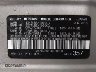 2018 Mitsubishi Outlander Sport ES 2.0 with VIN JA4AR3AU1JU020890, listed as a IAAI auction lot 41397609 with 90,962 mi miles. Bid and sale history available at carsss.com. Image 9.