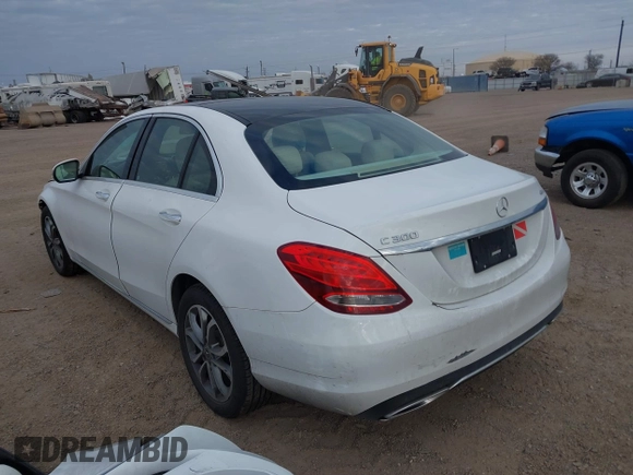 2017 Mercedes-Benz C 300 with VIN 55SWF4KB1HU230253, listed as a IAAI auction lot 41621762 with 138,299 mi miles and . Bid and sale history available at carsss.com. Image 3.