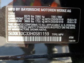 2017 BMW X5 xDrive40e iPerformance with VIN 5UXKT0C33H0S81159, listed as a Copart auction lot 83497534 with 96,381 mi miles and Clean Title. Bid and sale history available at carsss.com. Image 13.