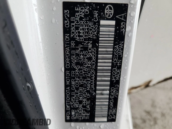 2023 Toyota Mirai XLE with VIN JTDAAAAA2PA008555, listed as a Copart auction lot 49183535 with 24,013 mi miles and Salvage Title. Bid and sale history available at carsss.com. Image 12.