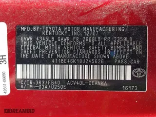 2008 Toyota Camry LE with VIN 4T1BE46K18U245626, listed as a IAAI auction lot 41747169 with 135,661 mi miles. Bid and sale history available at carsss.com. Image 9.