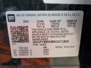 2021 Chevrolet Silverado 1500 Custom with VIN 3GCPYBEK8MG471859, listed as a Copart auction lot 44492155 with 70,258 mi miles and Salvage Title. Bid and sale history available at carsss.com. Image 12.