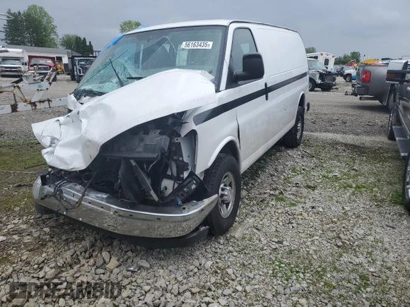 2018 Chevrolet Express Cargo z VIN 1GCWGAFG7J1906965, wystawiony jako Copart lot #56163435 z przebiegiem Nie podano mil oraz Szkoda całkowita • Salvage title. Historia ofert i sprzedaży dostępna na DreamBid. Obrazek 1.