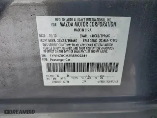 2011 Mazda Mazda6 i Touring with VIN 1YVHZ8CH2B5M02241, listed as a Copart auction lot 87598725 with 87,603 mi miles and Salvage Title. Bid and sale history available at carsss.com. Image 14.