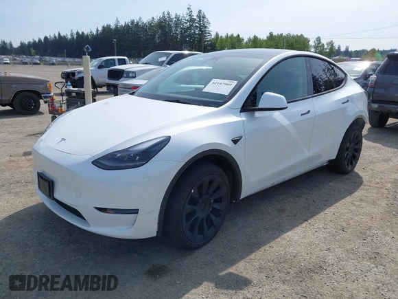 2023 Tesla Model Y Long Range with VIN 7SAYGDEE4PF676167, listed as a IAAI auction lot 42147909 with 20,488 mi miles. Bid and sale history available at carsss.com. Image 20.