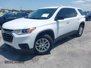 2021 Chevrolet Traverse LS with VIN 1GNERFKWXMJ201136, listed as a IAAI auction lot 42254422 with 50,663 mi miles and . Bid and sale history available at DreamBid. Image 2.