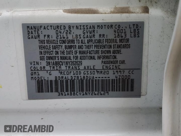 2022 Nissan Sentra SV with VIN 3N1AB8CV1NY262629, listed as a Copart auction lot 49256945 with 84,528 mi miles and Salvage Title. Bid and sale history available at carsss.com. Image 13.