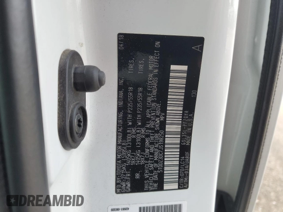 2018 Toyota Sienna XLE with VIN 5TDDZ3DC7JS198250, listed as a Copart auction lot 45917405 with 119,381 mi miles and Salvage Title. Bid and sale history available at carsss.com. Image 13.