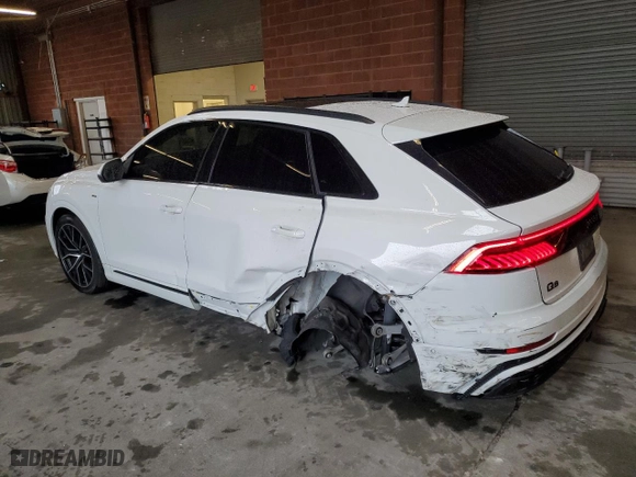 2021 Audi Q8 Premium Plus with VIN WA1EVAF14MD033153, listed as a Copart auction lot 47657525 with 52,168 mi miles and Salvage Title. Bid and sale history available at carsss.com. Image 2.