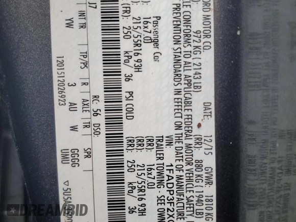 2016 Ford Focus SE z VIN 1FADP3F2XGL253736, wystawiony jako Copart lot #51758415 z przebiegiem 137 904 mil mil oraz Szkoda całkowita • Salvage title. Historia ofert i sprzedaży dostępna na DreamBid. Obrazek 13.