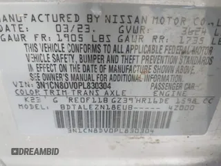 2023 Nissan Versa S с VIN 3N1CN8DV0PL830304, выставлен на аукционе IAAI как лот 42270511 с пробегом 30 173 миль миль и . История ставок и продаж доступна на DreamBid. Изображение 9.